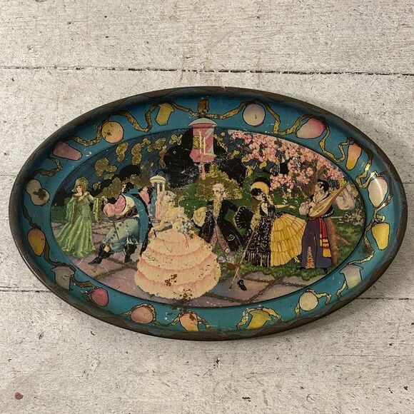 Vintage Art Deco Dancing In The Garden Tin Tray - Picture 1 of 9